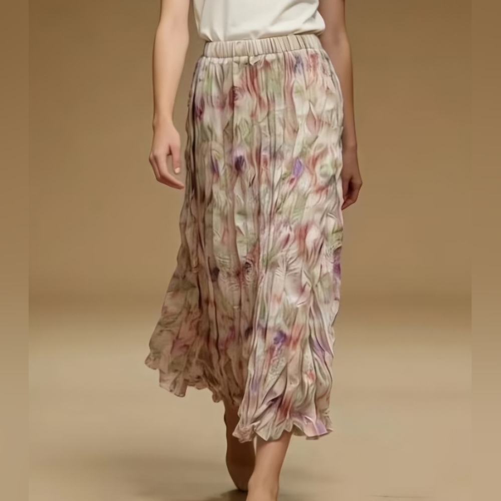 *NEW ARRIVAL& GORGEOS* MULTI-COLOR WATER COLOR BR0OMSTIK LIKE SKIRT LIGHTWEIGHT